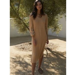 Free People Beach Claudia Sweater Midi Dress in Camel